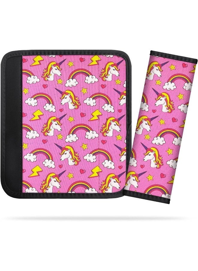 AJLTPA 2Pack Seat Belt Cover for Kids, Cute Unicorn Pattern Car Seat Belt Pads Cover for Girls and Boys, Kid's Seat Belt Cushion, Shoulder Strap Pad (Unicorn) - Image 1